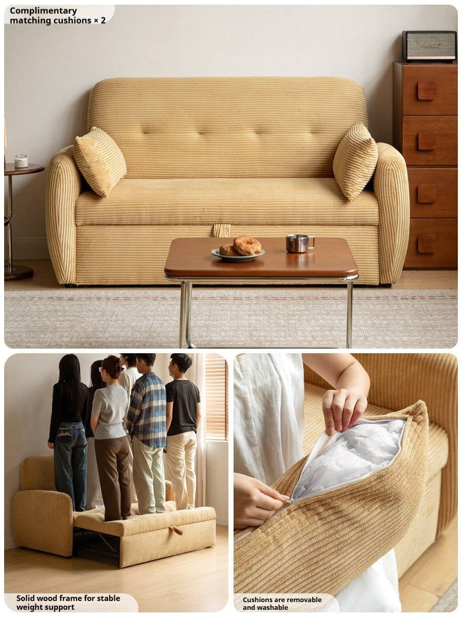 Corduroy Pull-Out Sleeper Loveseat with Storage