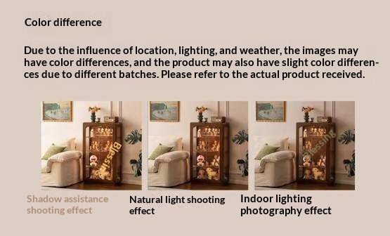 Black Walnut Solid Wood Side Cabinet with LED Lighting and Glass Panels