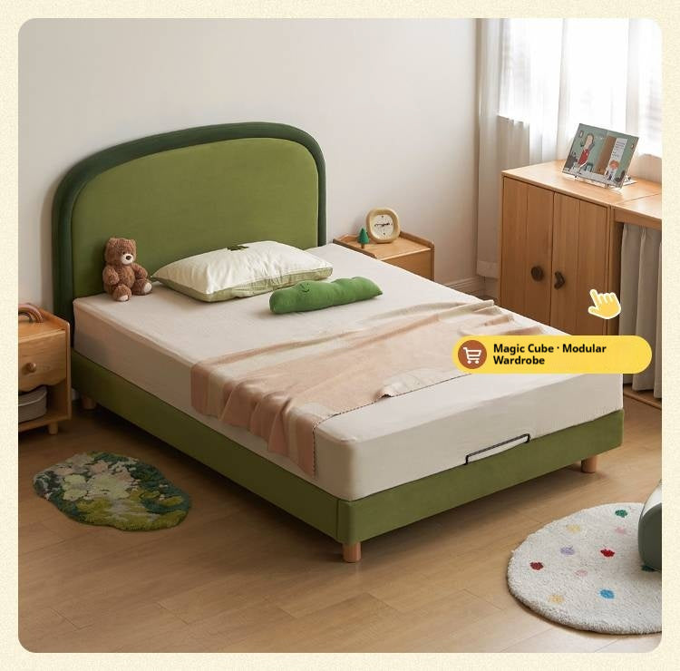 Fabric Children's Bed High Head Soft Bed