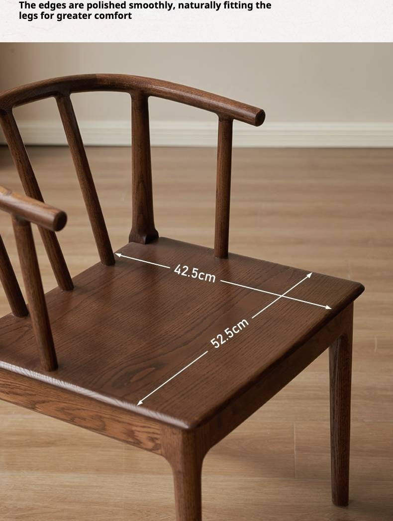 Black Walnut, Oak Solid Wood Round Tea Chair