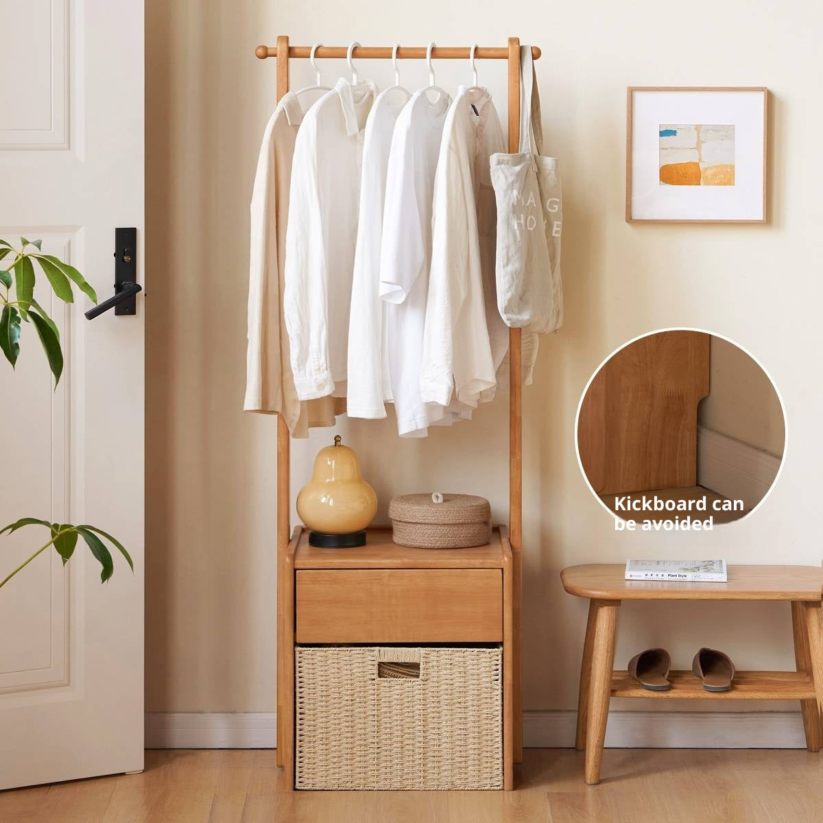 Solid Rubberwood Multifunctional Clothes Rack