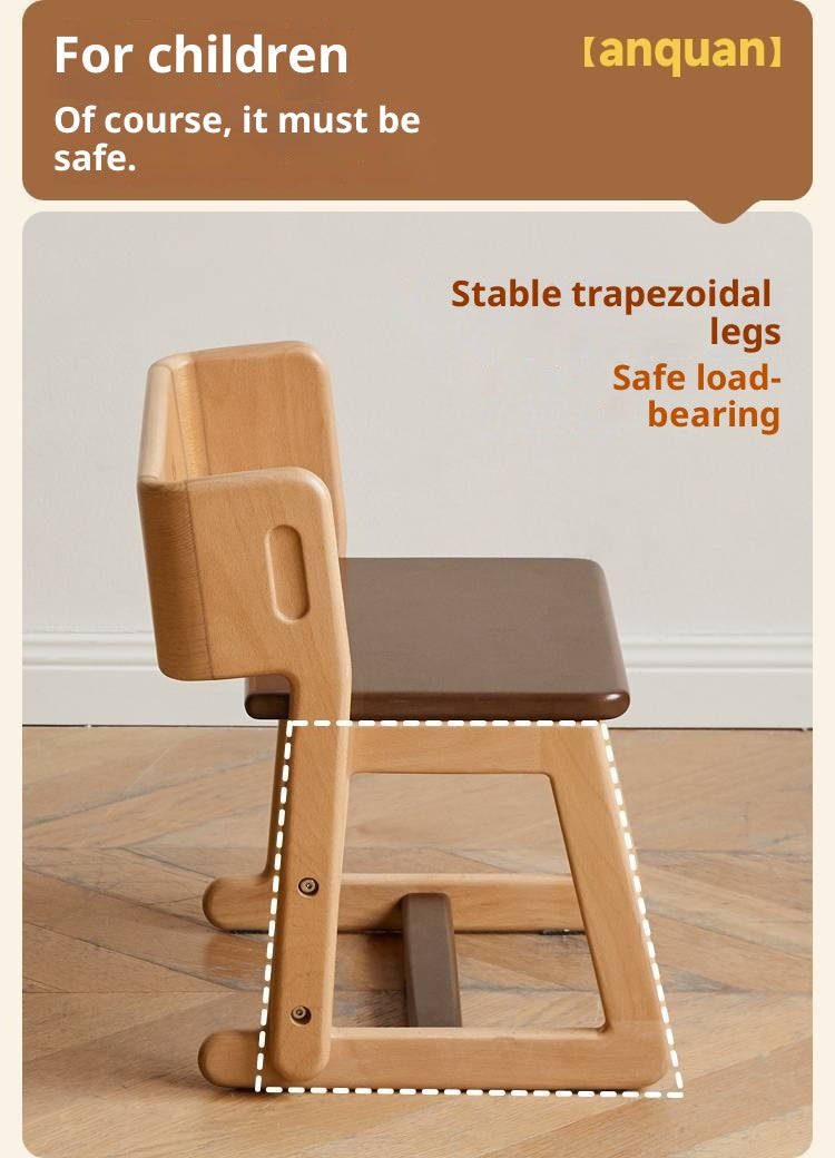 Beech Solid Wood Kids Multi-function Step Ladder Chair.