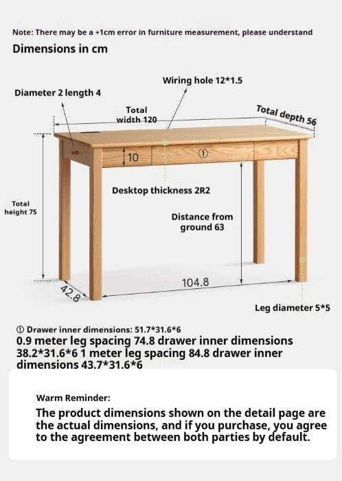 Oak, Beech Solid Wood Office Desk