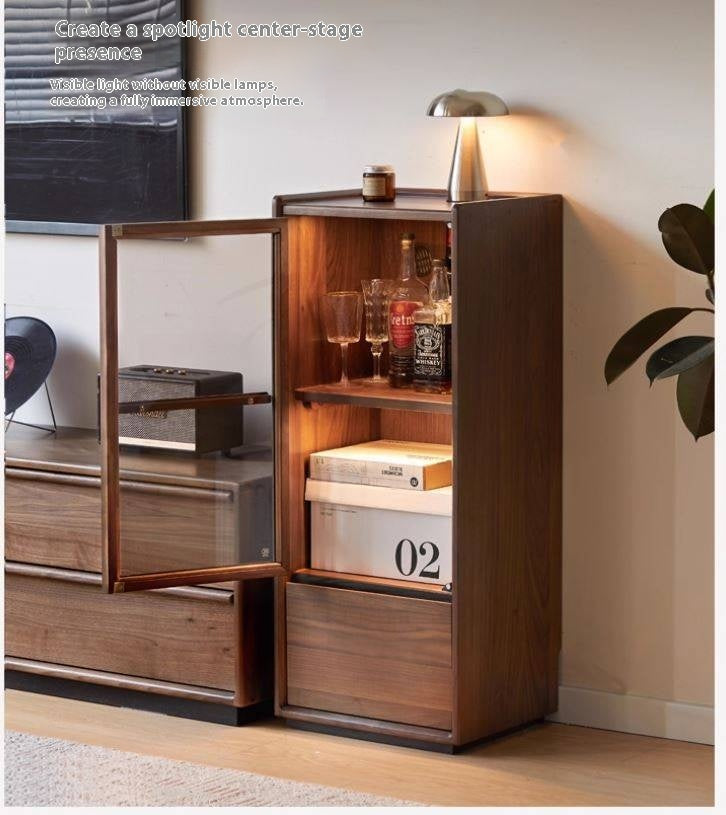 Sandalwood, Black Walnut Solid Wood Floor Storage Cabinet.