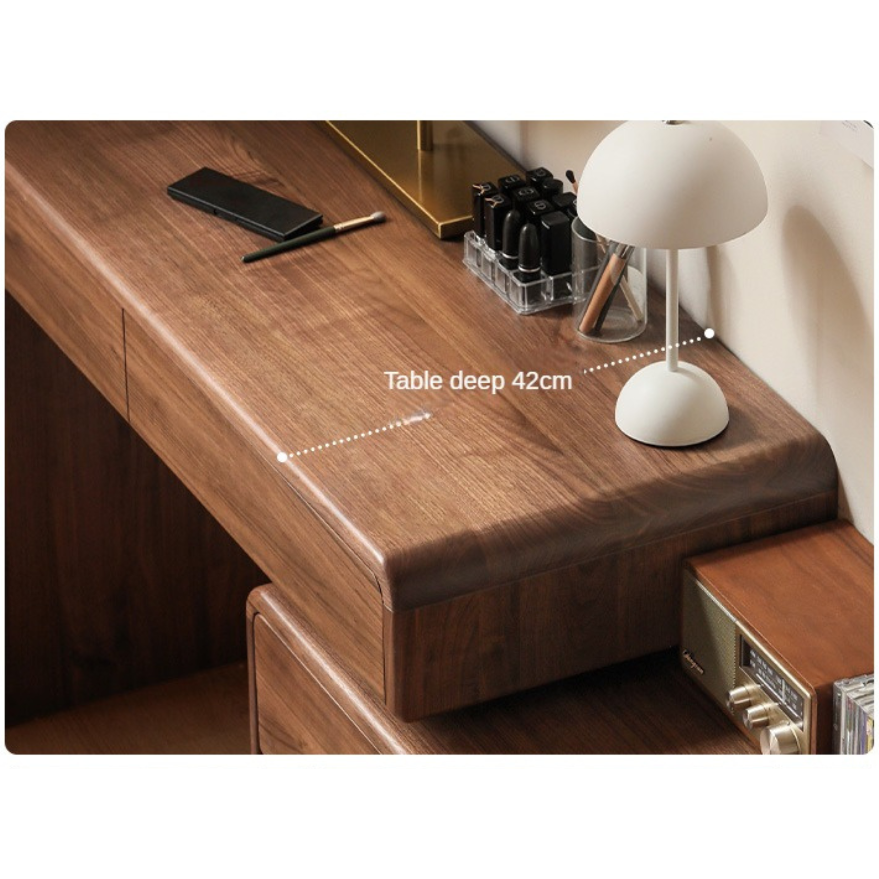 Black Walnut, Sandalwood Solid Wood Dressing Table Chest Of Drawers.