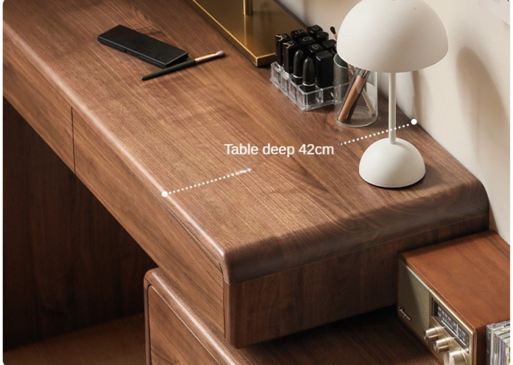 Black Walnut, Sandalwood Solid Wood Vanity Table Chest Of Drawers.