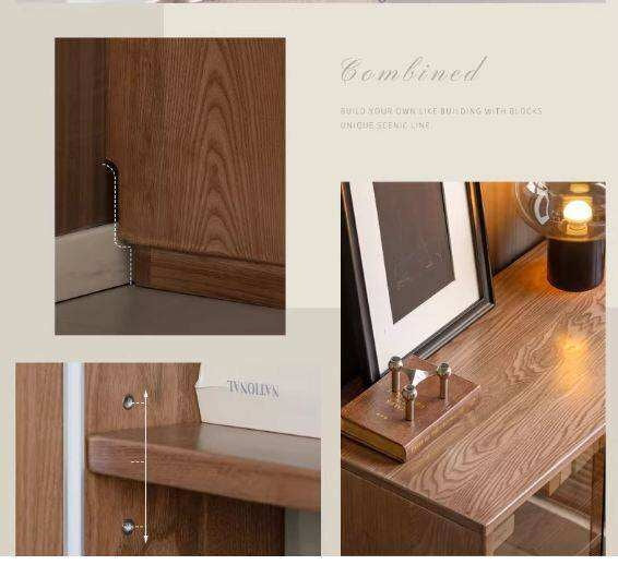 White Ash Solid Wood Side Cabinet with Italian Light Luxury Style