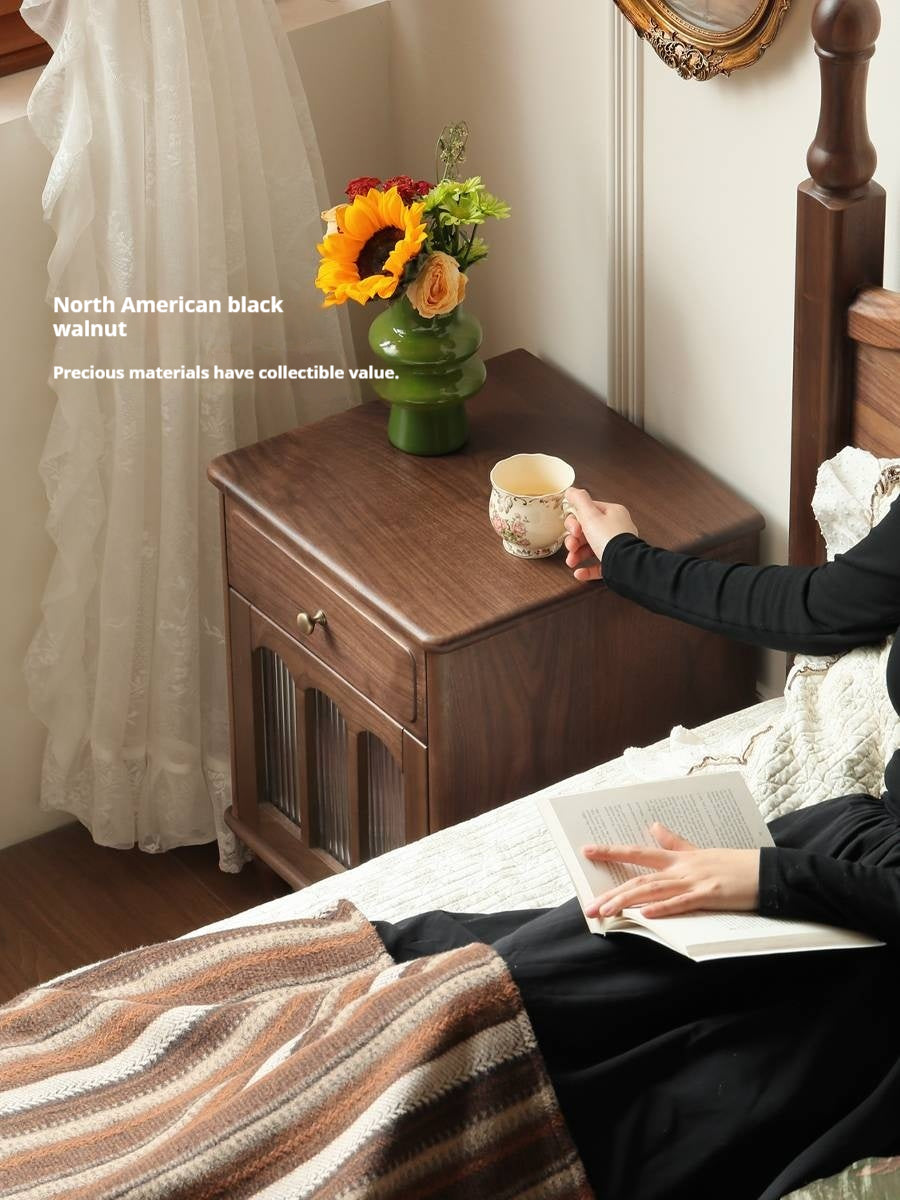 Black Walnut Solid Wood American Retro Nightstand