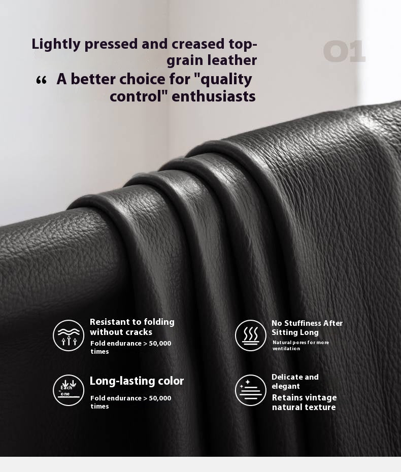 Genuine leather italian minimalist first-layer cowhide black pixel module sofa