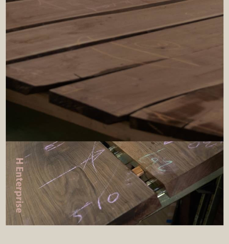 Black Walnut, Sandalwood Solid Wood Wabi Sabi Style Large Board Dining Table