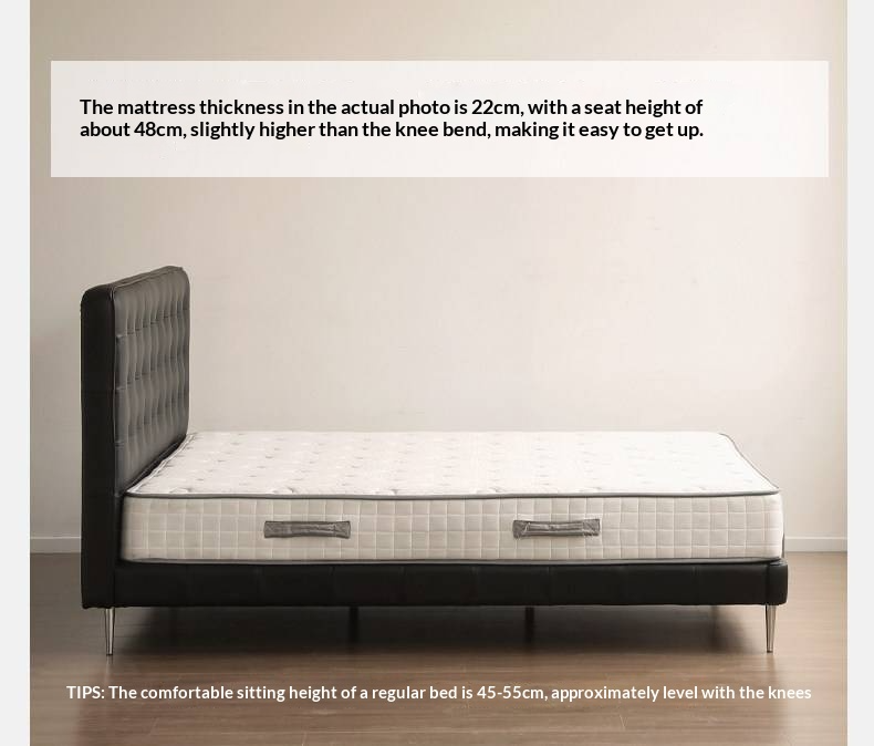 Genuine Leather Bed — Italian Light Luxury, Bauhaus Edge Design, Black Finish