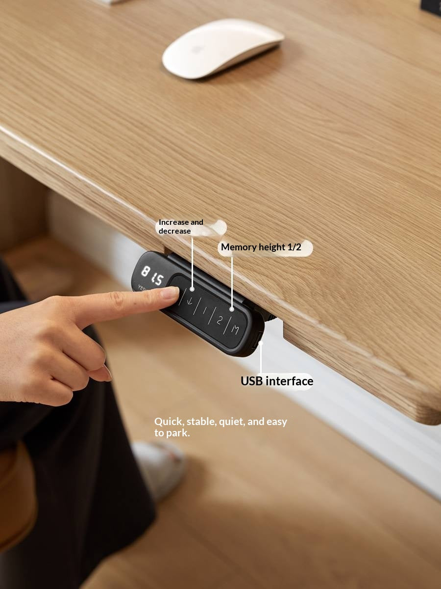 Oak Solid Wood Electric Lift Office Desk