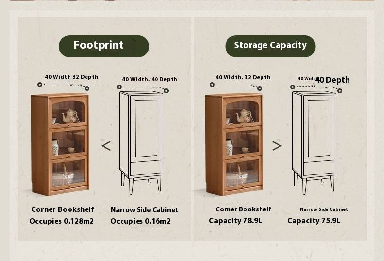 Cherry Solid Wood Ancient Style Floor Bookcase