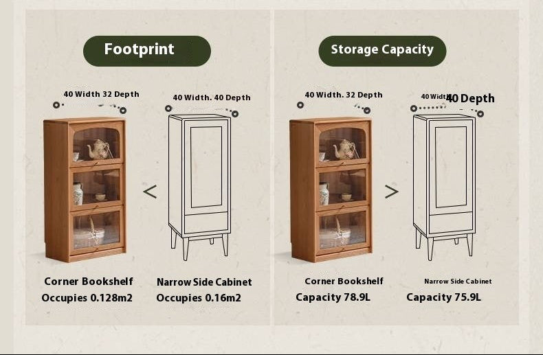 Cherry Solid Wood Ancient Style Floor Bookcase