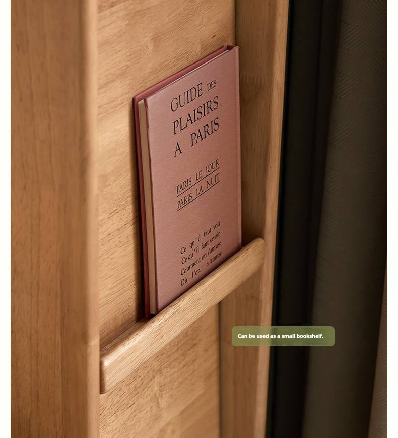 Solid Rubberwood Ultra-Narrow Bookcase with Flip-Down Front Panel