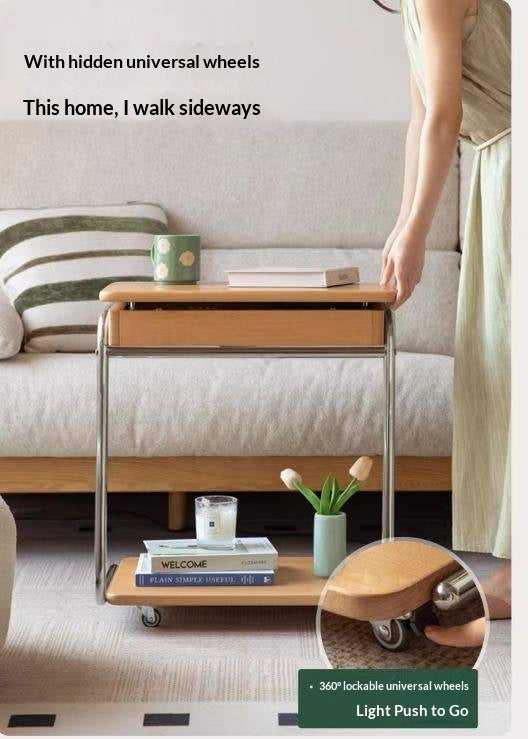 Beech Solid Wood C-Shaped Corner Side Table Modern Minimalist Style