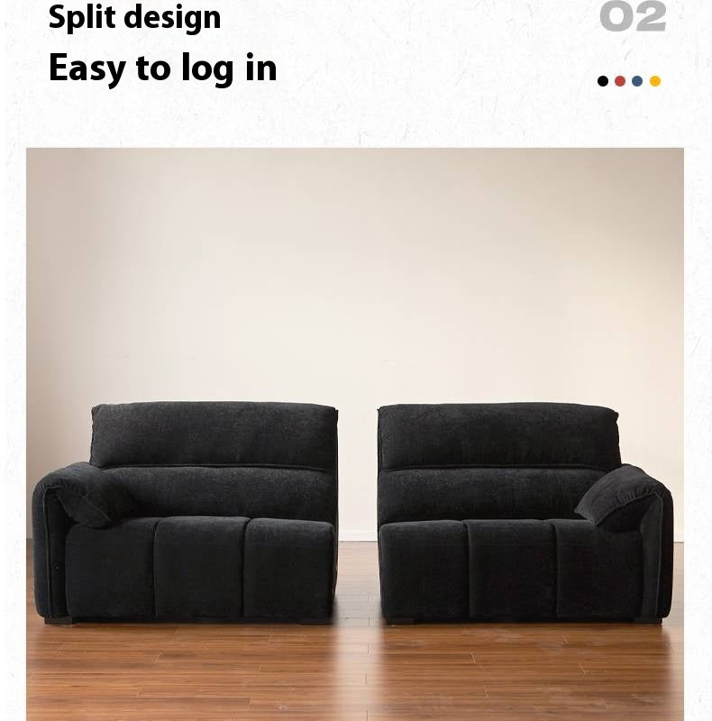 Piano-Key Black Chenille Sofa with Elephant-Ear Design