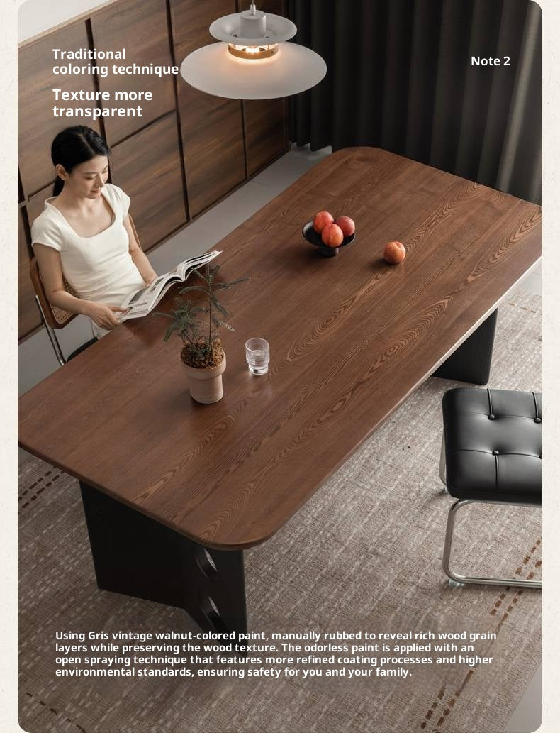 Black Walnut, Ash Solid Wood Retrо Dining Table