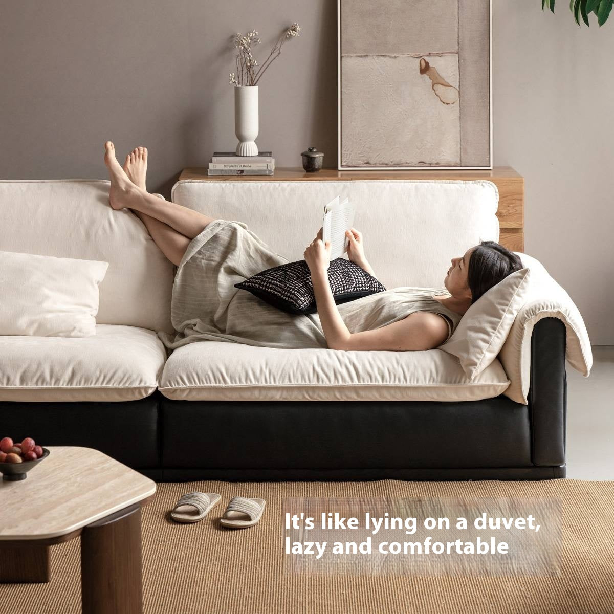 Chenille & Eco-Cloud Leather Sofa