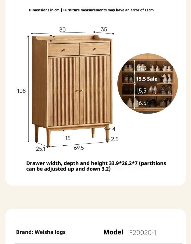 Oak Modern Nordic Shoe Cabinet.