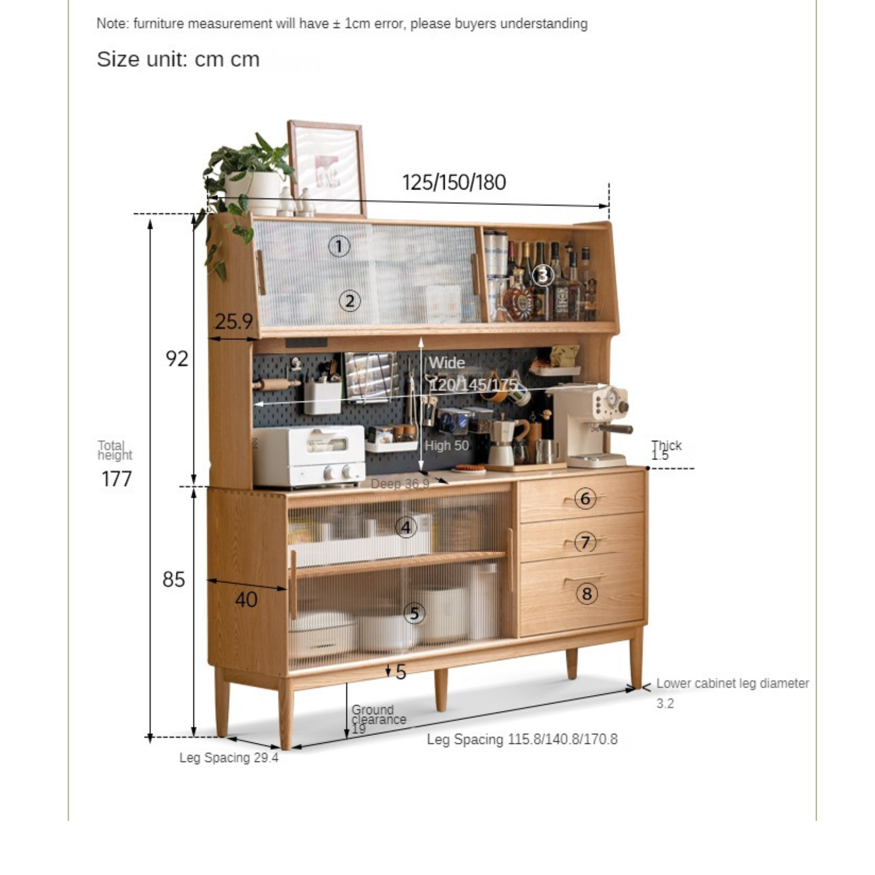 Oak Solid Wood Modern Multifunctional Sideboard