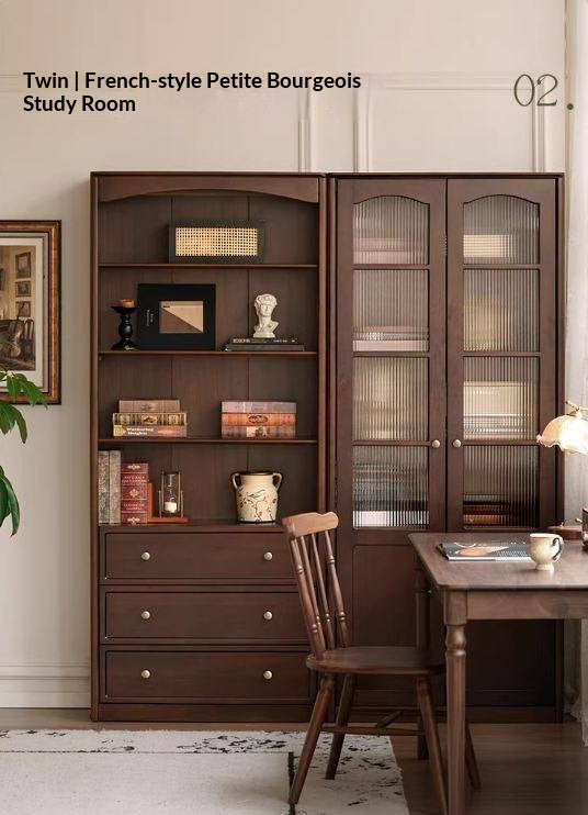 Poplar Solid Wood French Retro Style Floor Standing Display Bookcase