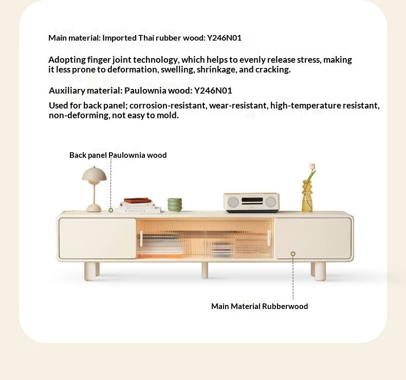 Solid RubberWood Storage White TV Cabinet.