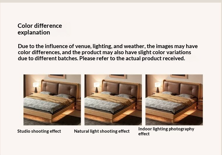 Ash Solid Wood Upholstered Floating Platform Bed with LED Lights