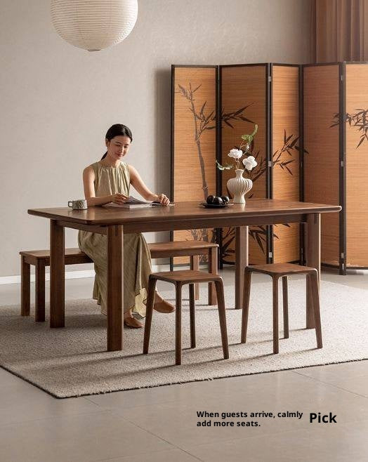 Black Walnut, Ash Solid Wood Stackable Stool, Japanese Minimalist Walnut Square Stool