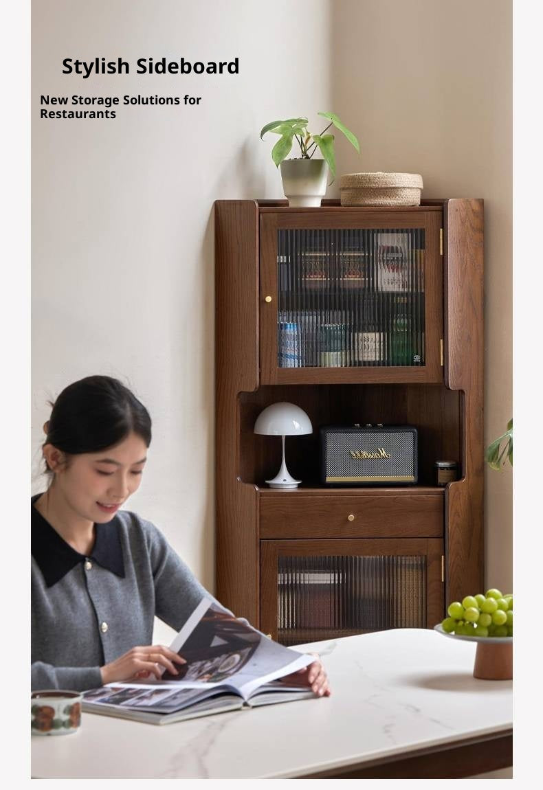 Oak Solid Wood Corner Side Cabinet