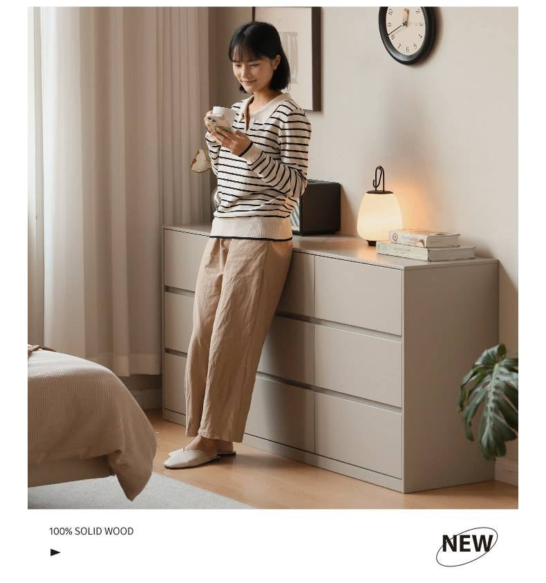 Poplar Solid Wood Light Luxury Six-Drawer Chest