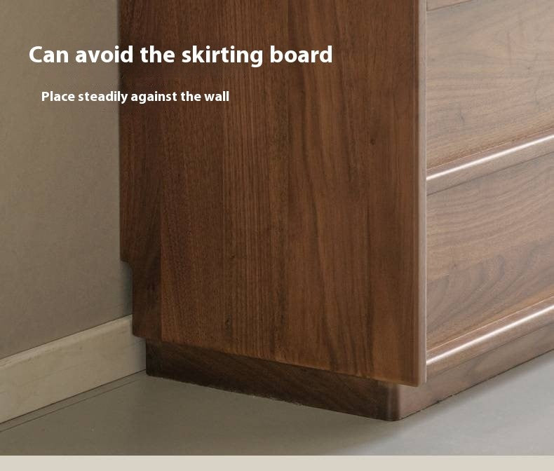 Black Walnut, Ash Solid Wood Side Cabinet With Light Display