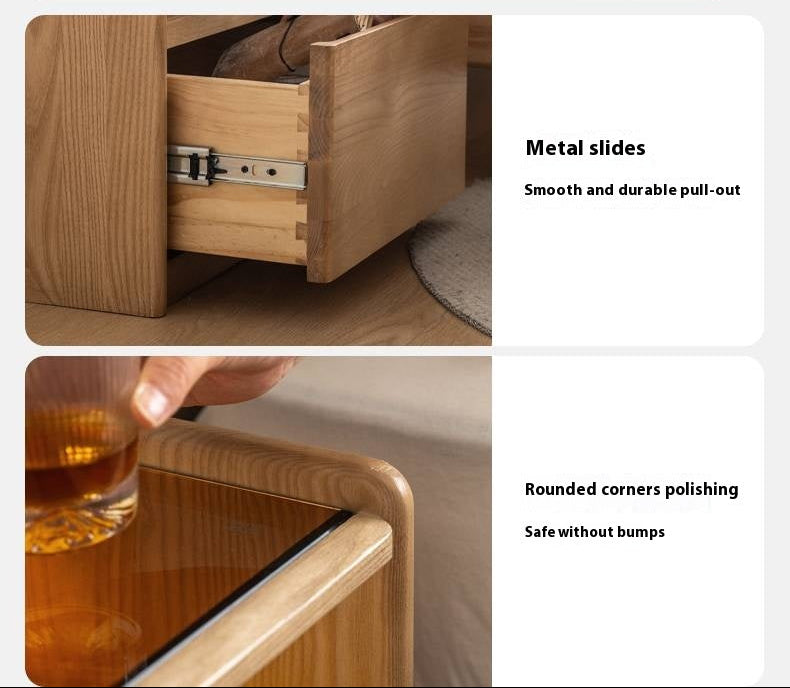 Ash Solid Wood Modern Nightstand