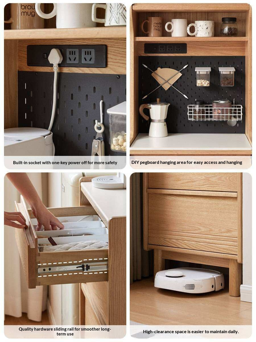 Oak Solid Wood Corner Sideboard with Simple Storage Cabinet