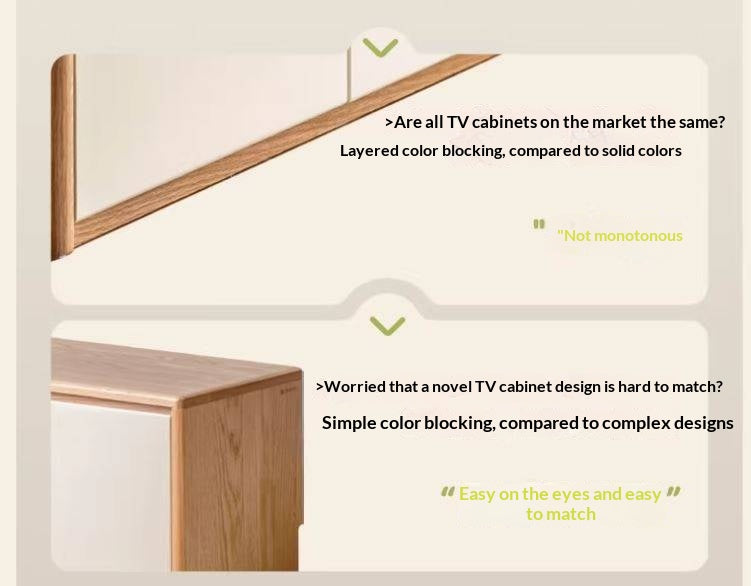 Beech, Oak Solid Wood Modern White Integrated Log Floor TV Cabinet.