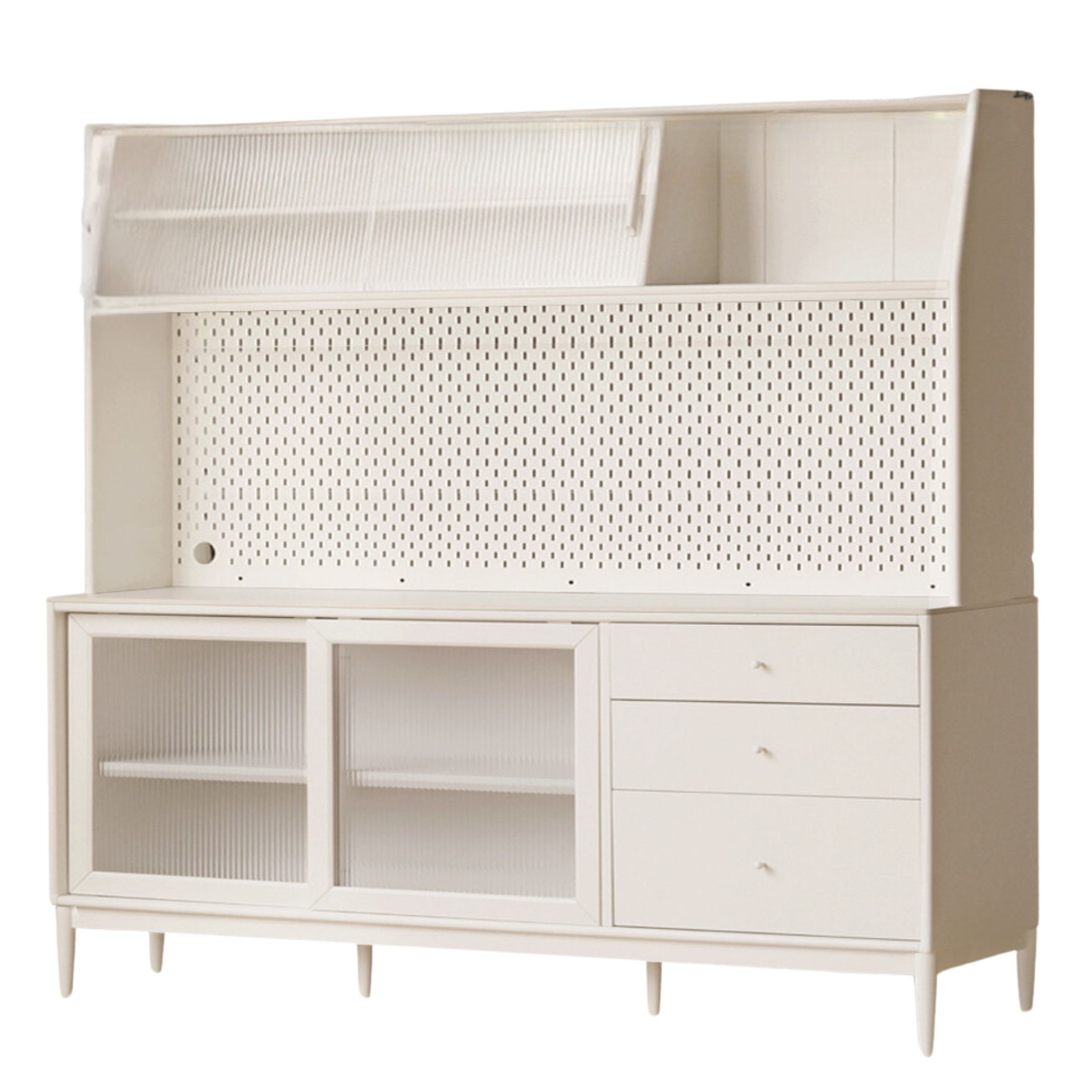 Solid RubberWood Dining Sideboard Cream Style Against The Wall Integrated