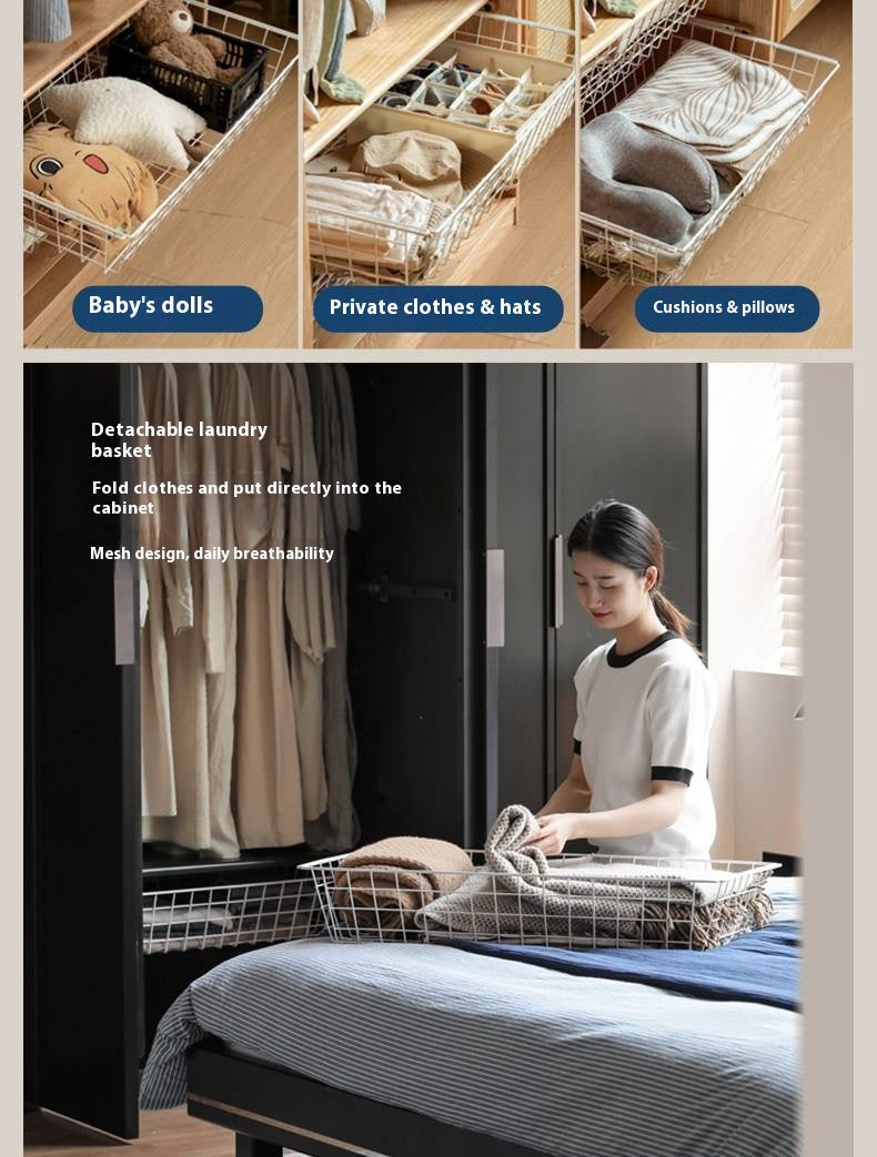 Pine Solid Wood Modern Wardrobe with Light