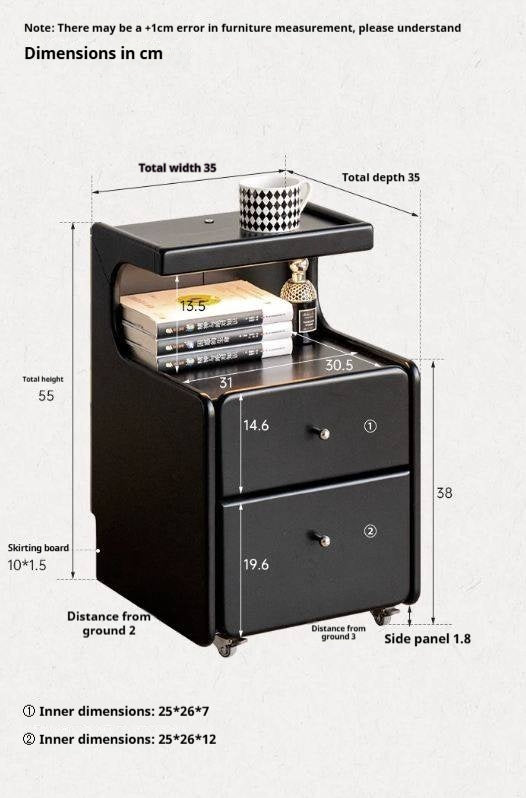 Solid RubberWood Multi Functional Nightstand