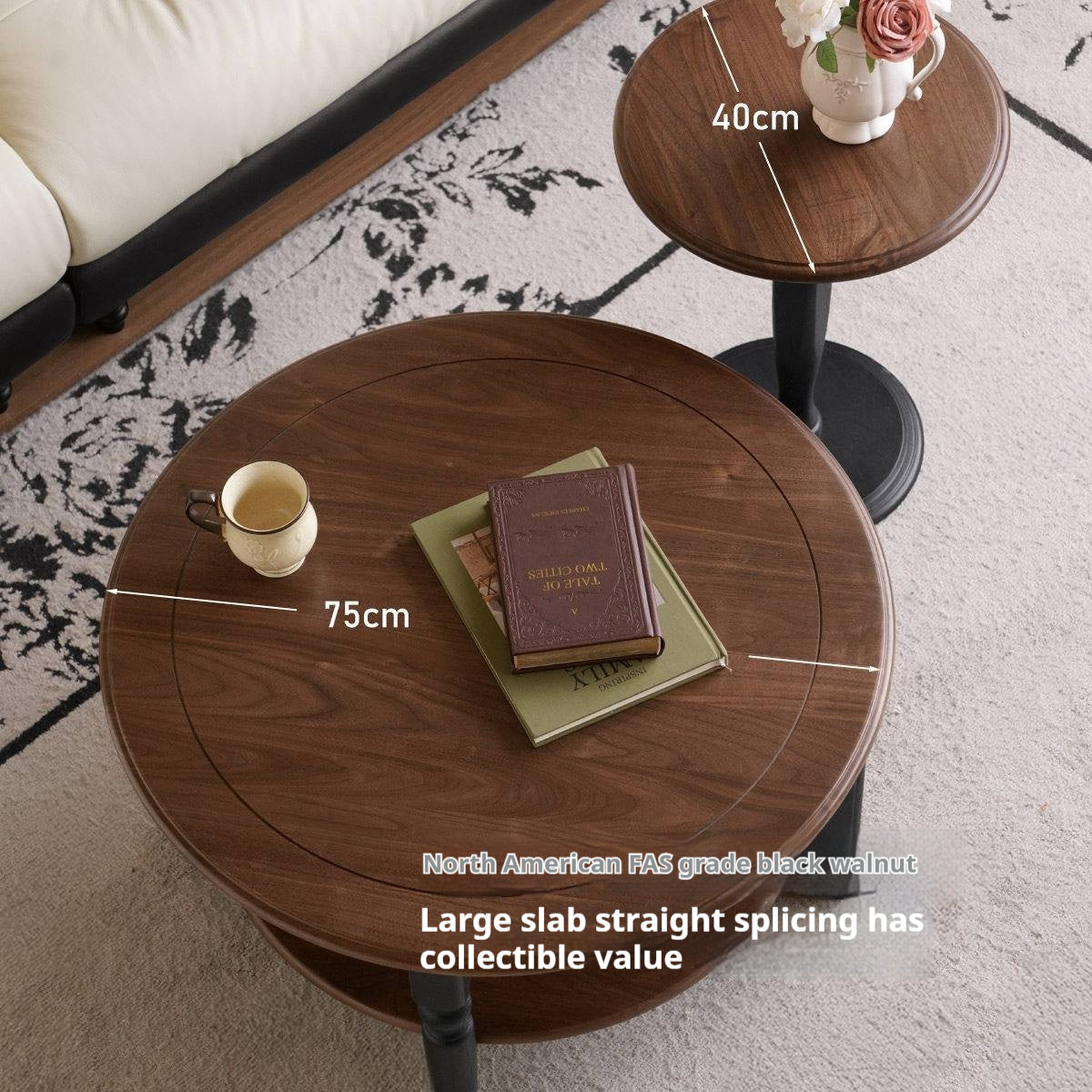 Black Walnut Solid Wood American Retro Coffee Table