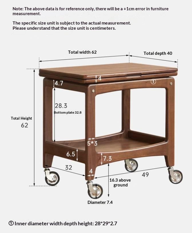Black Walnut Solid Wood Movable Folding Modern Side Table