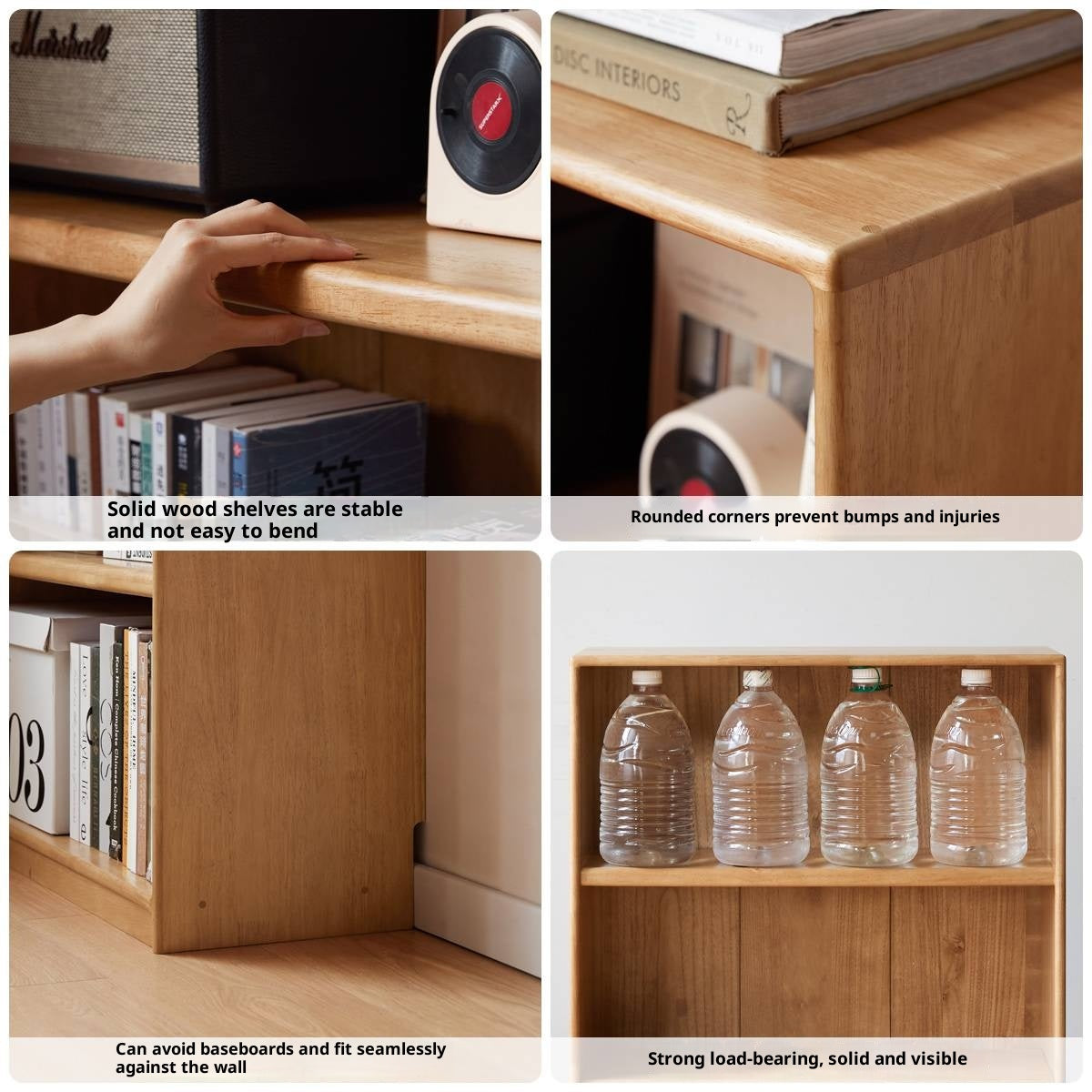 Solid Rubberwood Floor Standing Bookcase