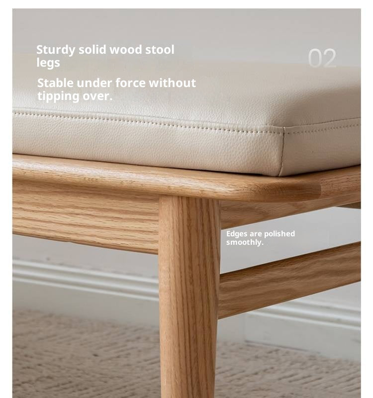 Oak Solid Wood Modern Long Soft Bench