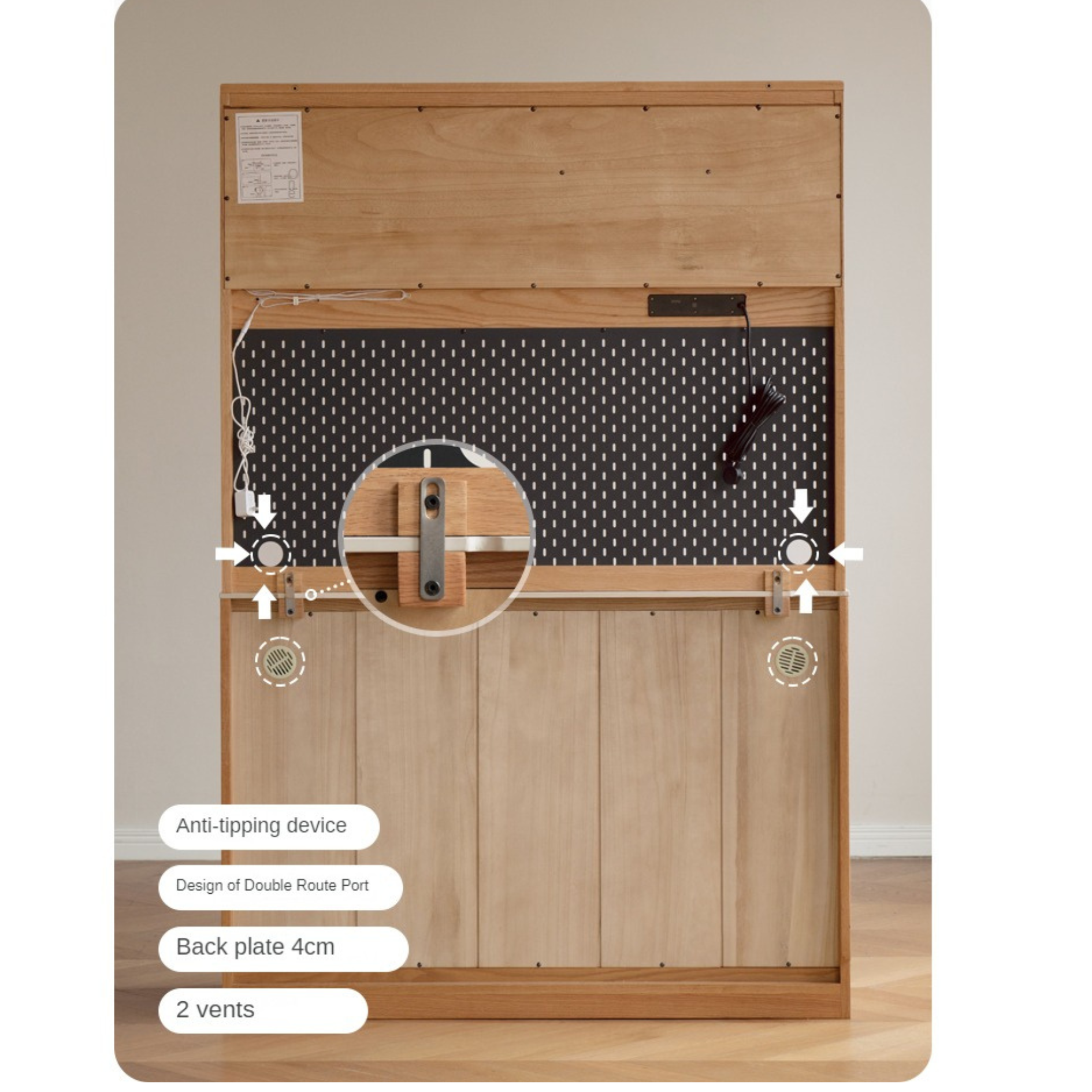 Oak Solid Wood Rock Board Modern Sideboard