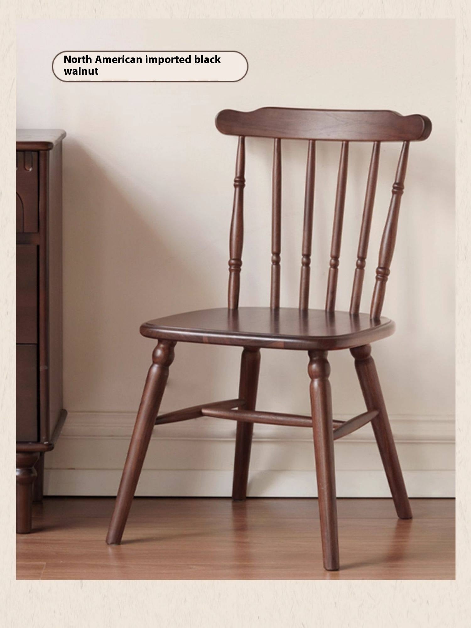 Set 4 pcs Black Walnut Solid Wood Dining Chair
