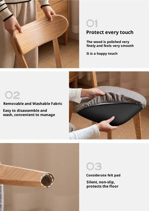 Oak Solid Wood Backrest Dining Chair.