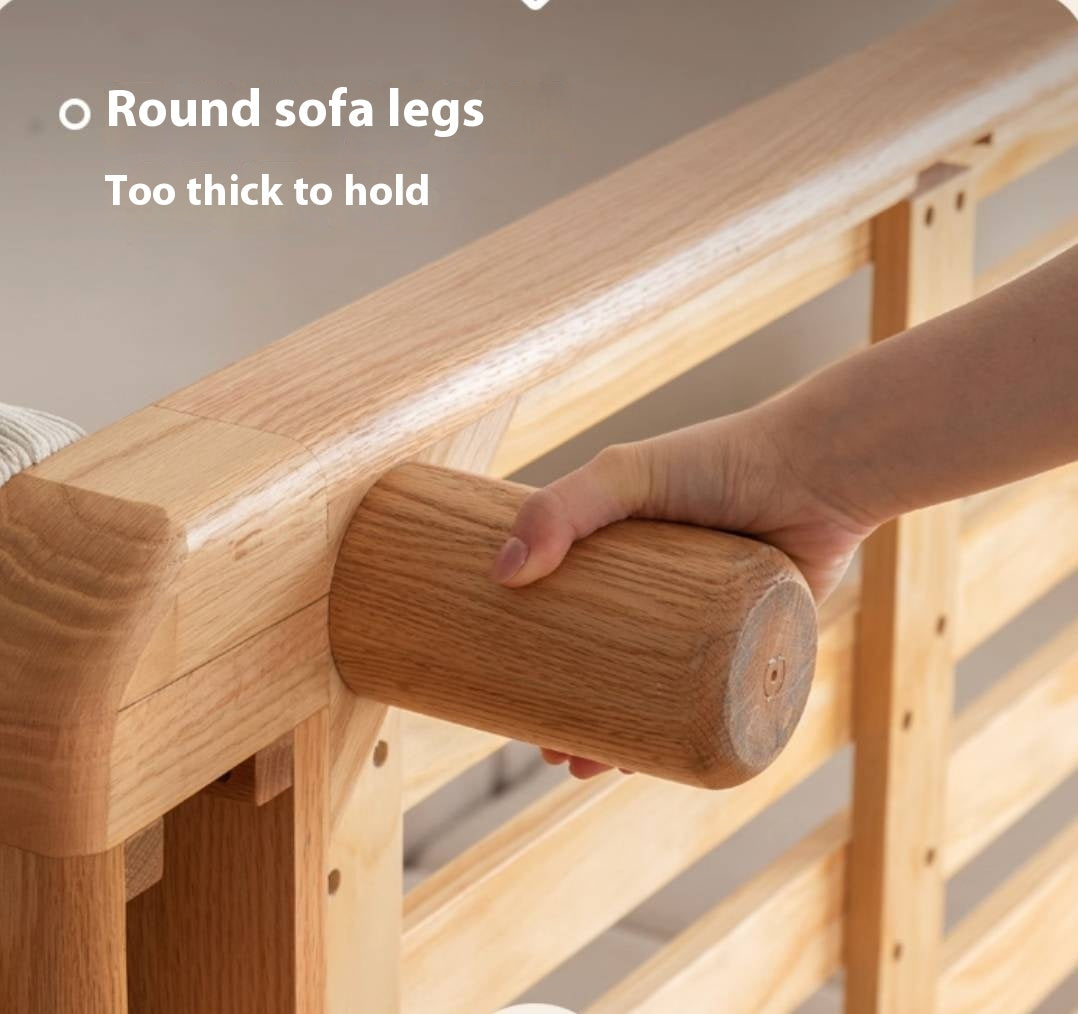 Oak Solid Wood Modern Casual High-Back White Fabric sofa