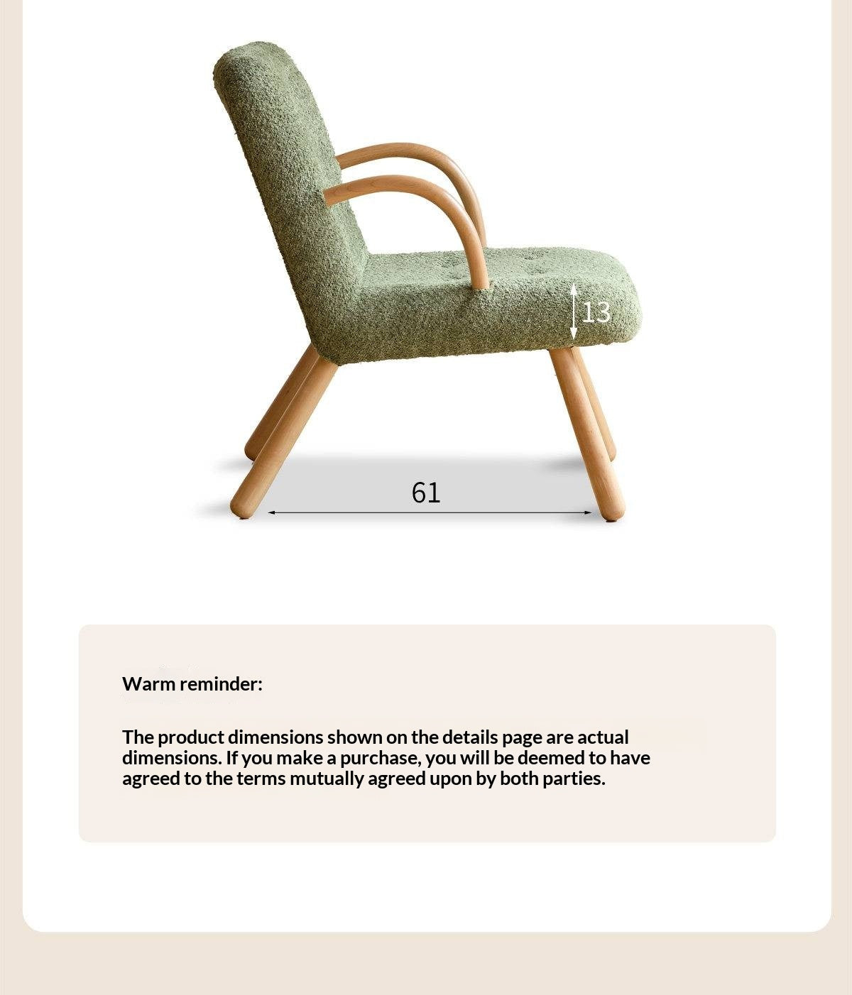 Beech Solid Wood Modern Soft Bouclé Accent Chair