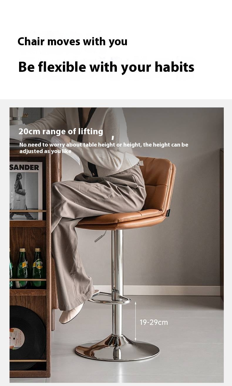 Leather High Backrest Rotating Bar Chair.