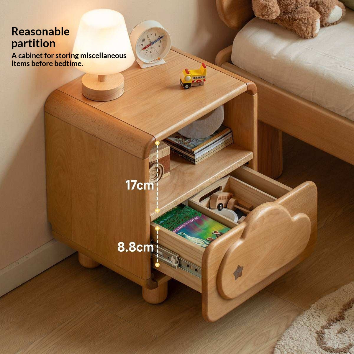 Beech Solid Wood Kids Nightstand