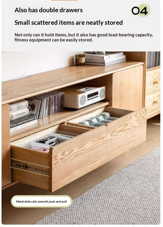 Oak Solid Wood Tall TV Cabinet.